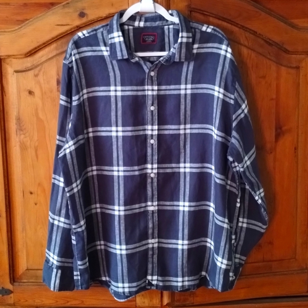 Untuckit 100% Linen Button Up Long Sleeve Shirt Men's Size XXL